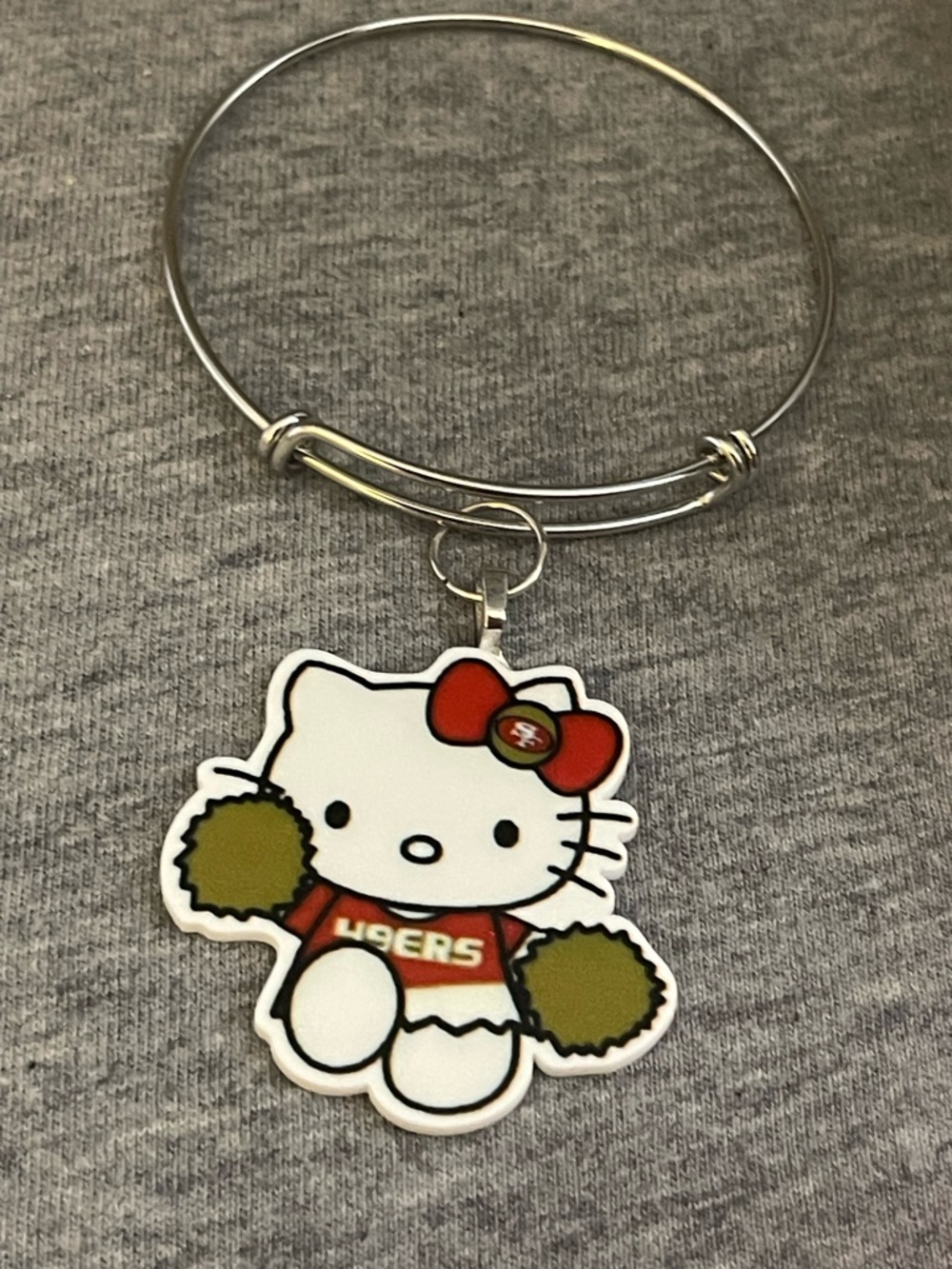 Hello Kitty Sports Cheer Charm Bangle Bracelet - Red, White & Gold